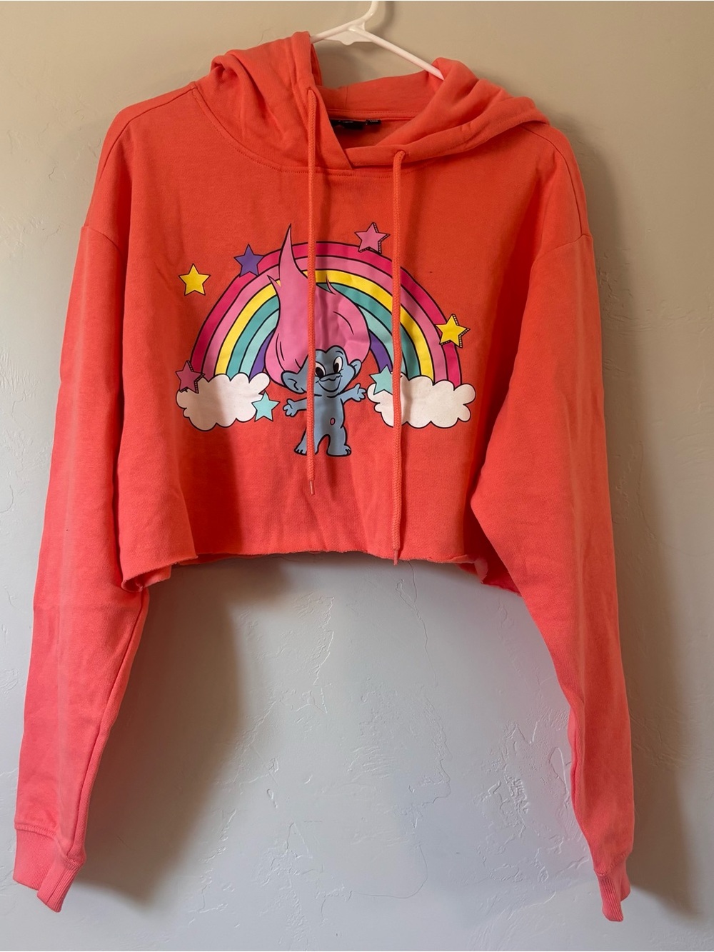 Trolls Crop Hoodie with Rainbow